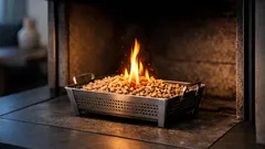 Pelletkorb im offenen Kamin: so heizen Sie sauberer und bequemer mit Holzpellets